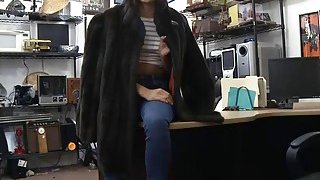 Hot amateur selling her old mink coat and fucked by pawn man